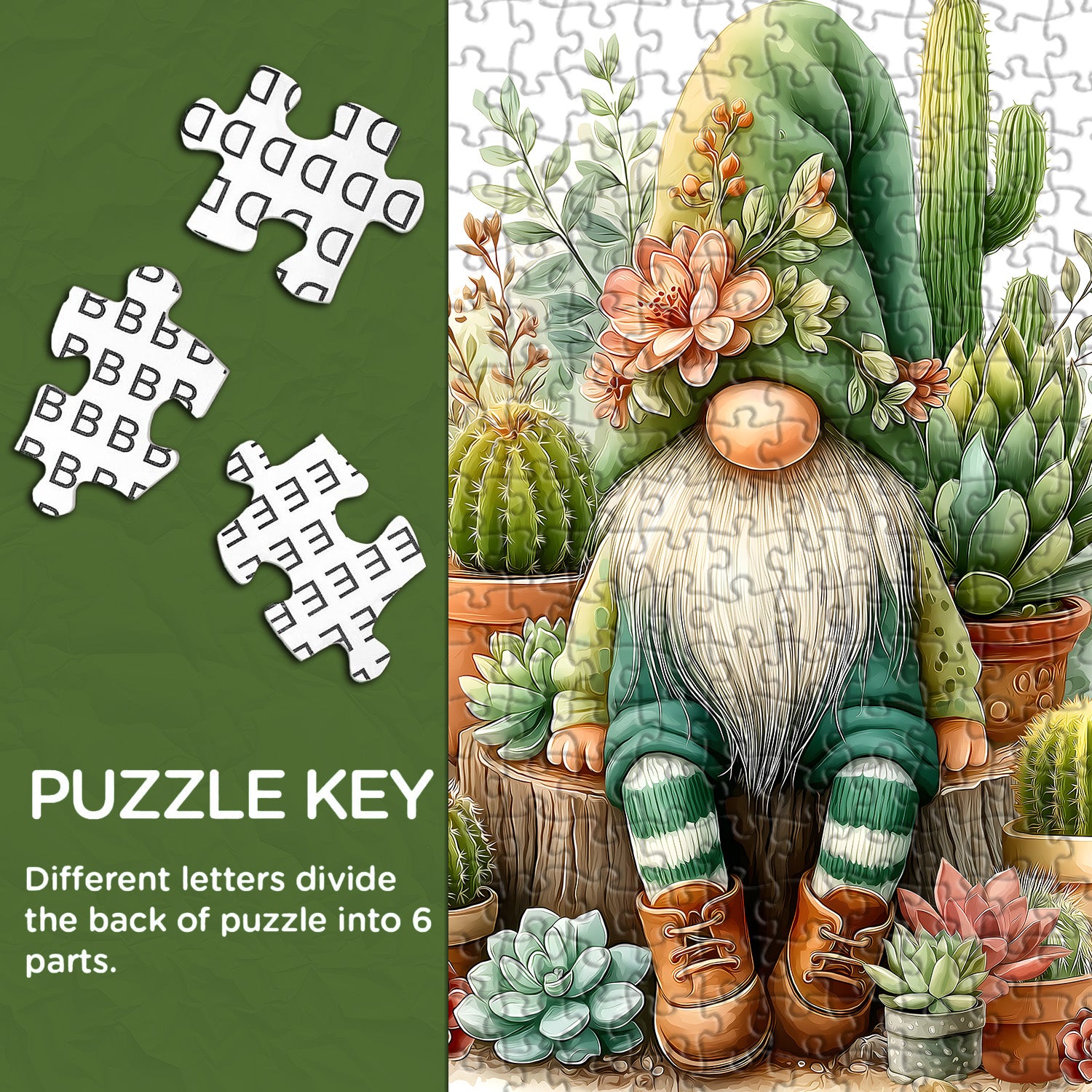 Succulent Garden Gnome Jigsaw Puzzle 1000 Pieces
