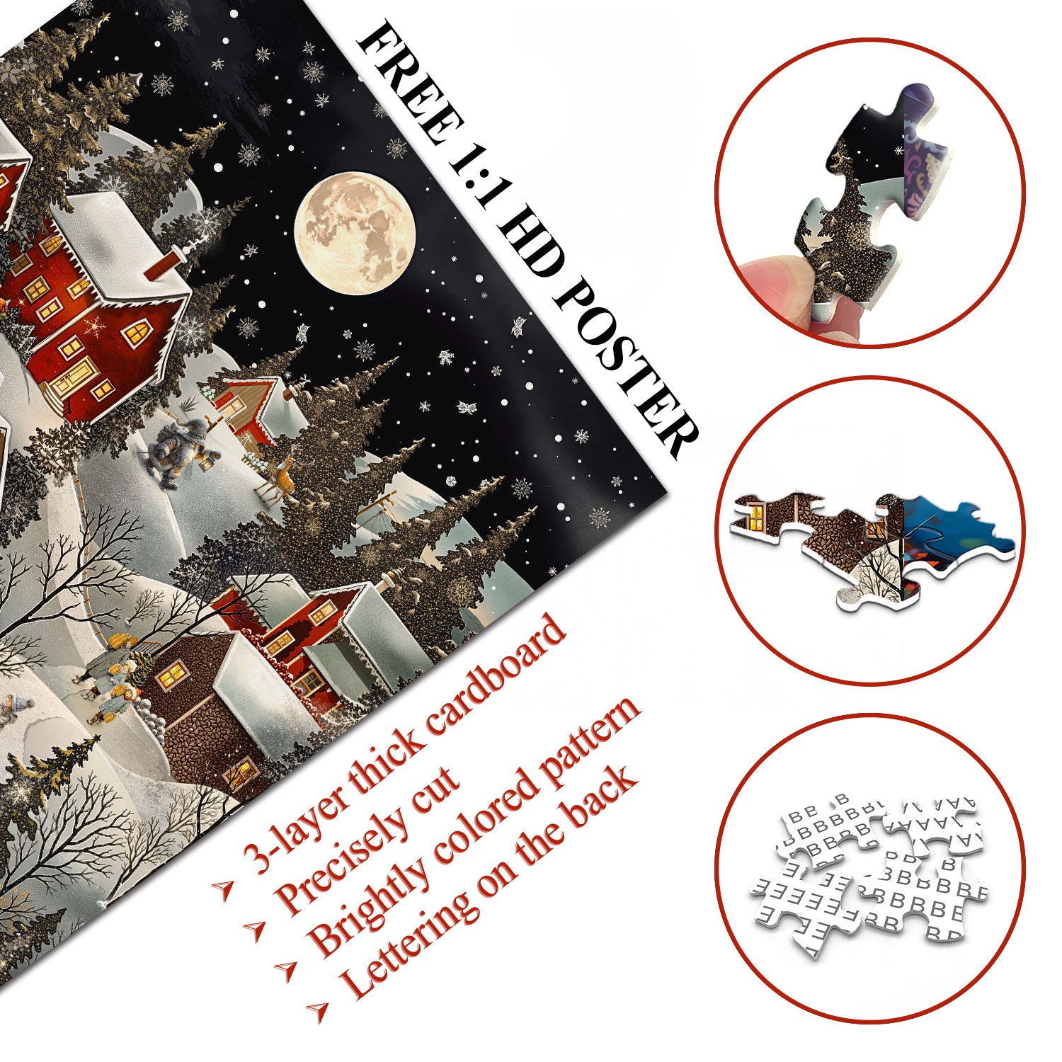 Snowy Night Village Punti di puzzle 1000 pezzi