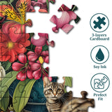Rompecabezas de rompecabezas de flores y gatos 1000 piezas