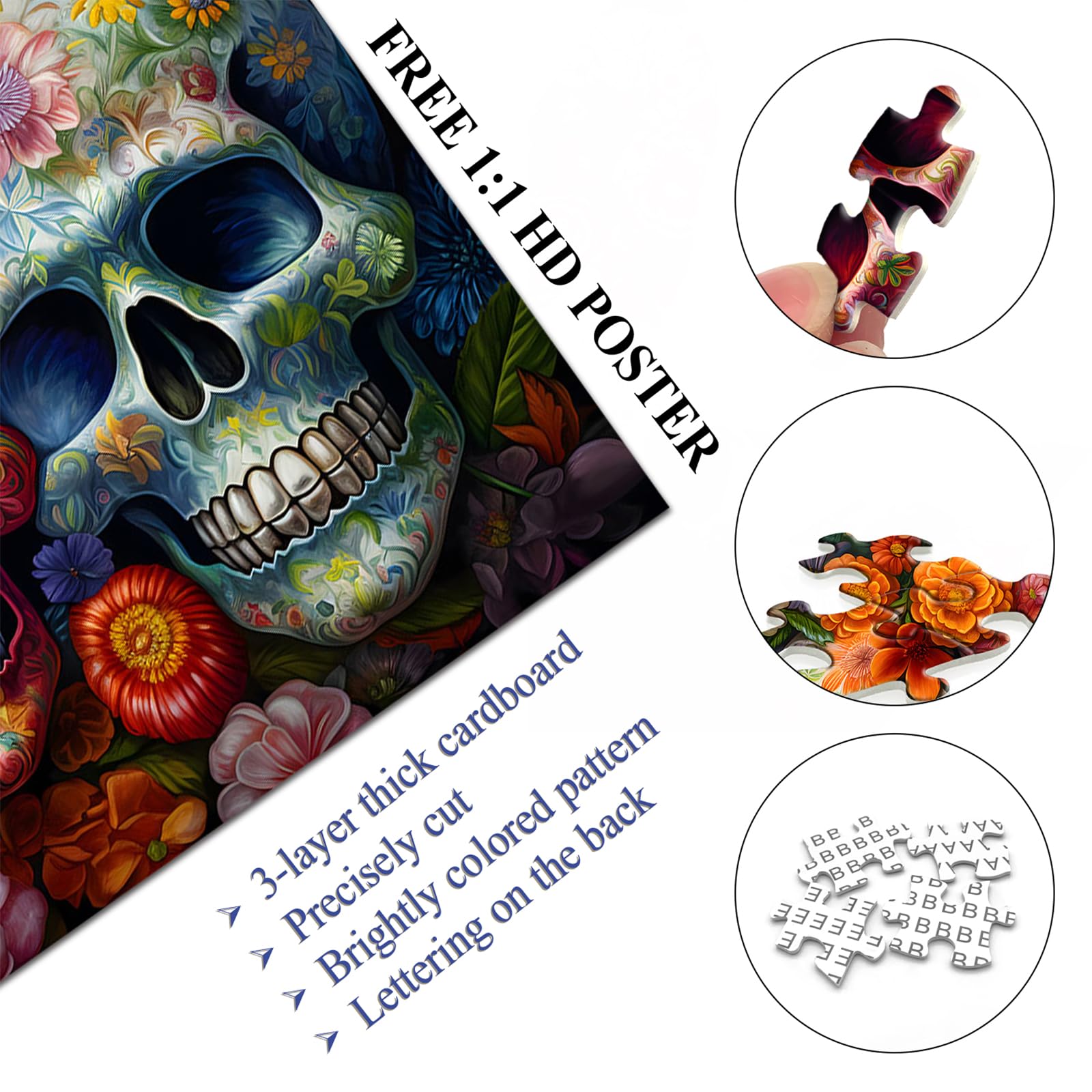 Halloween Flower Skull puzzle puzzle 1000 pezzi