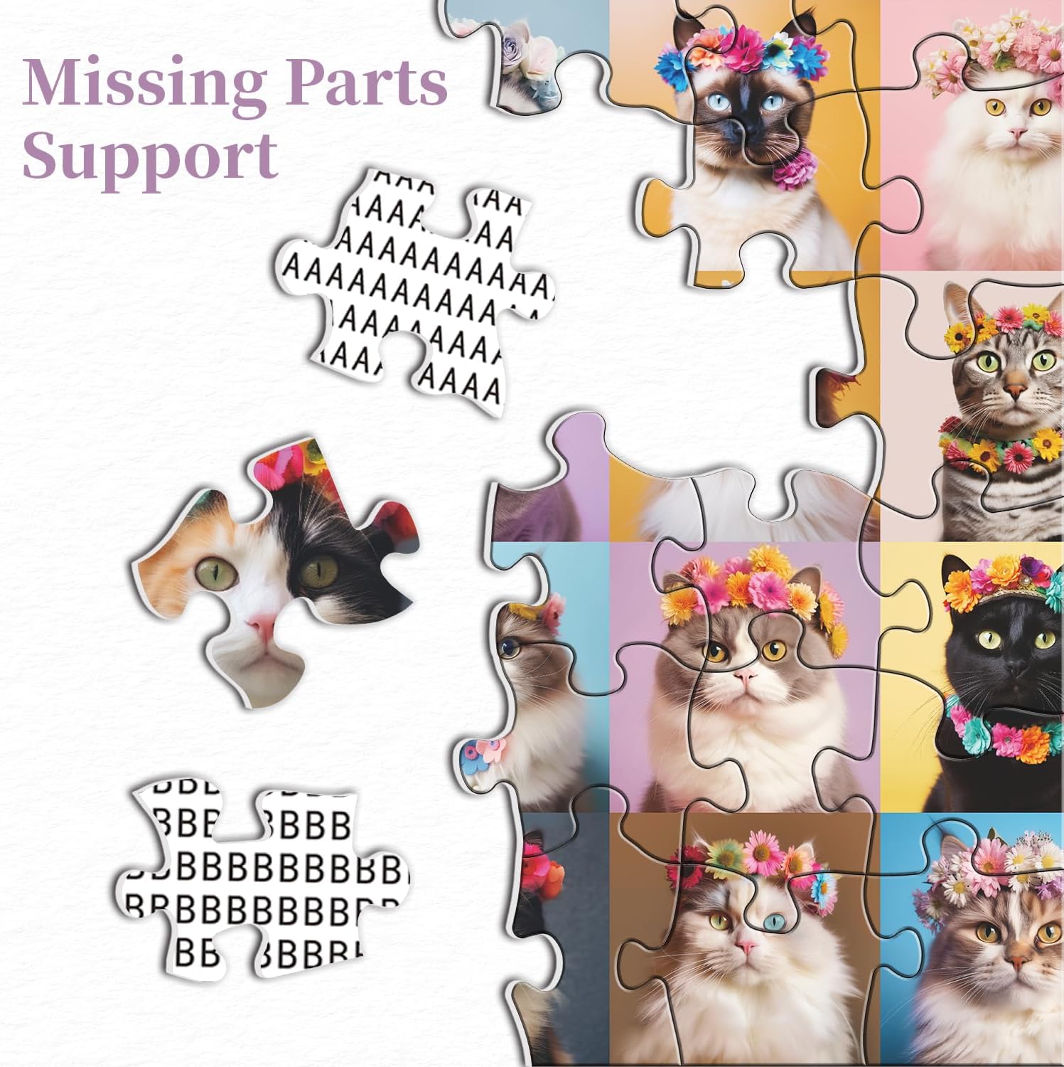 Pun puzzle 1000 pezzi di puzzle gatto della corona di fiori 1000 pezzi