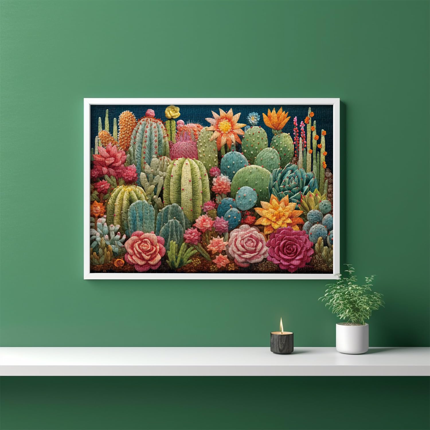 Succulents Embroidery Jigsaw Puzzle 1000 Pieces