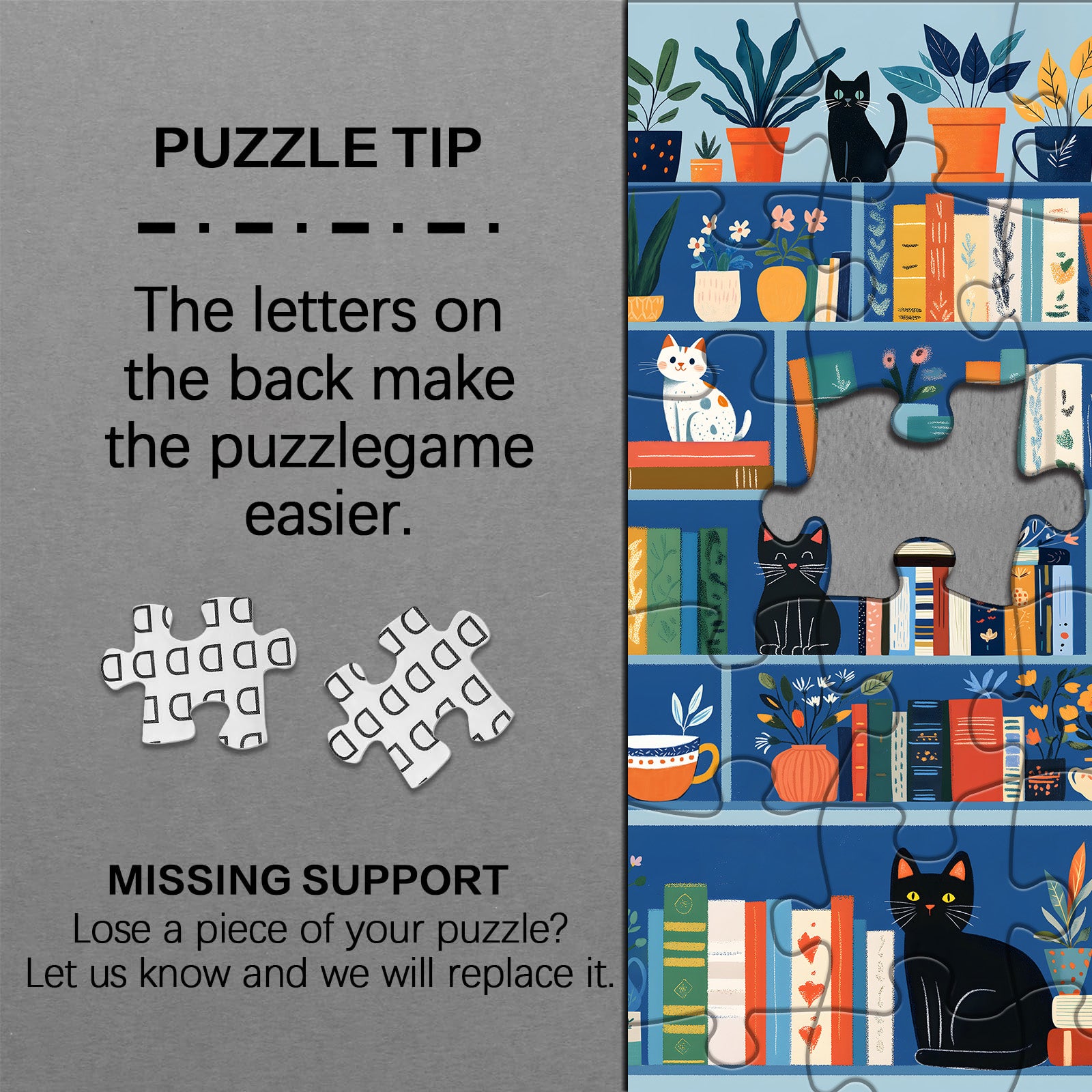 Cat Bookshelf puzzle puzzle 1000 pezzi
