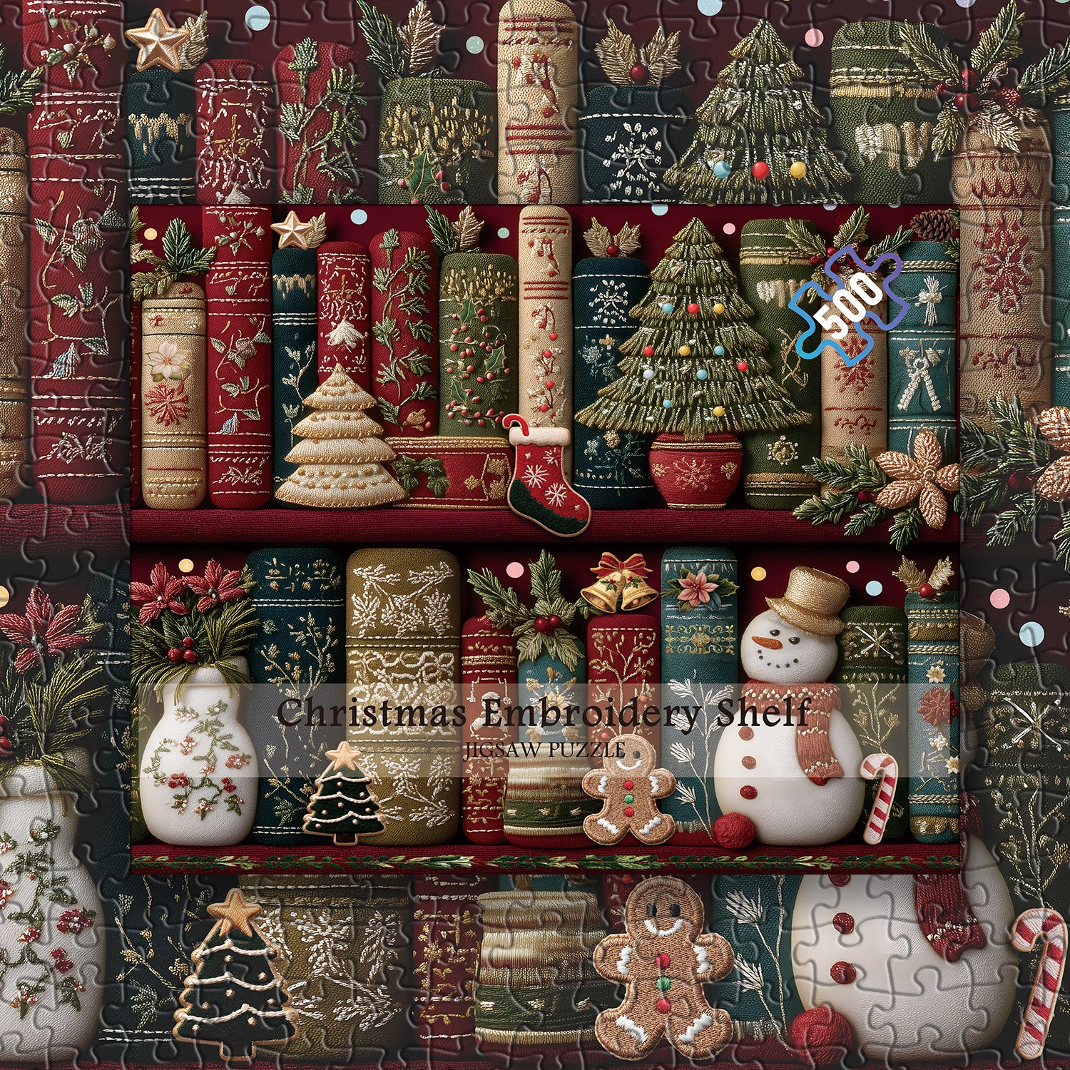 Weihnachts -Stickerei Regal Puzzle 500 Stücke