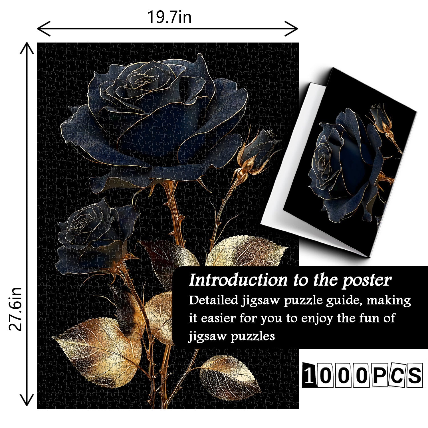 Black Gold Rose Jigsaw Puzzle 1000 Pieces