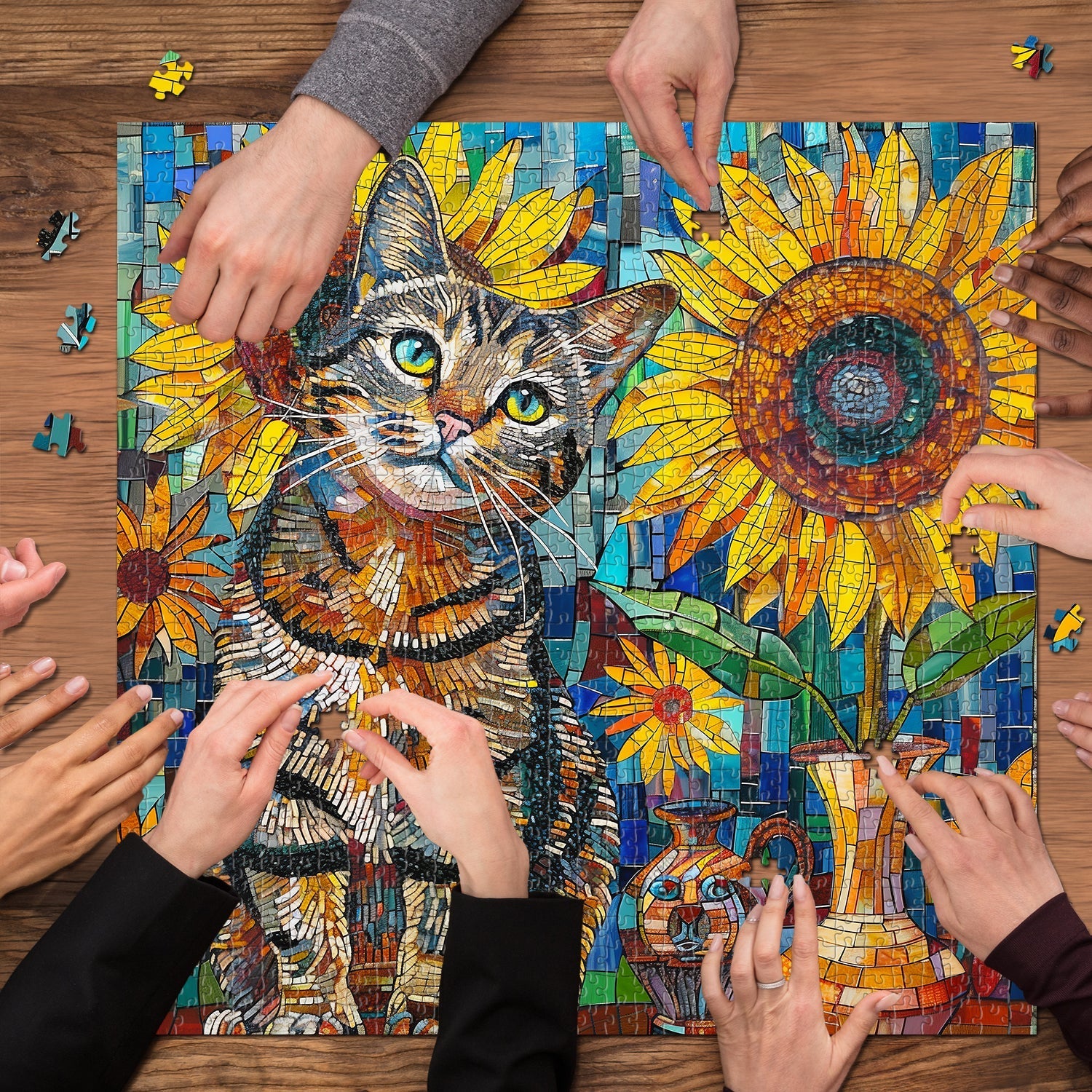 Girasole gatto puzzle puzzle 1000 pezzi