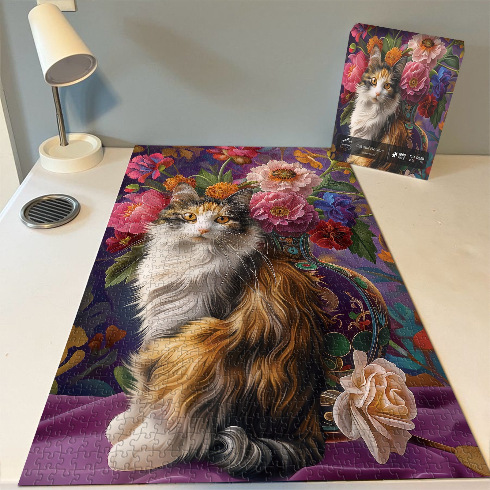 Puzzle gatto e fiori puzzle 1000 pezzi