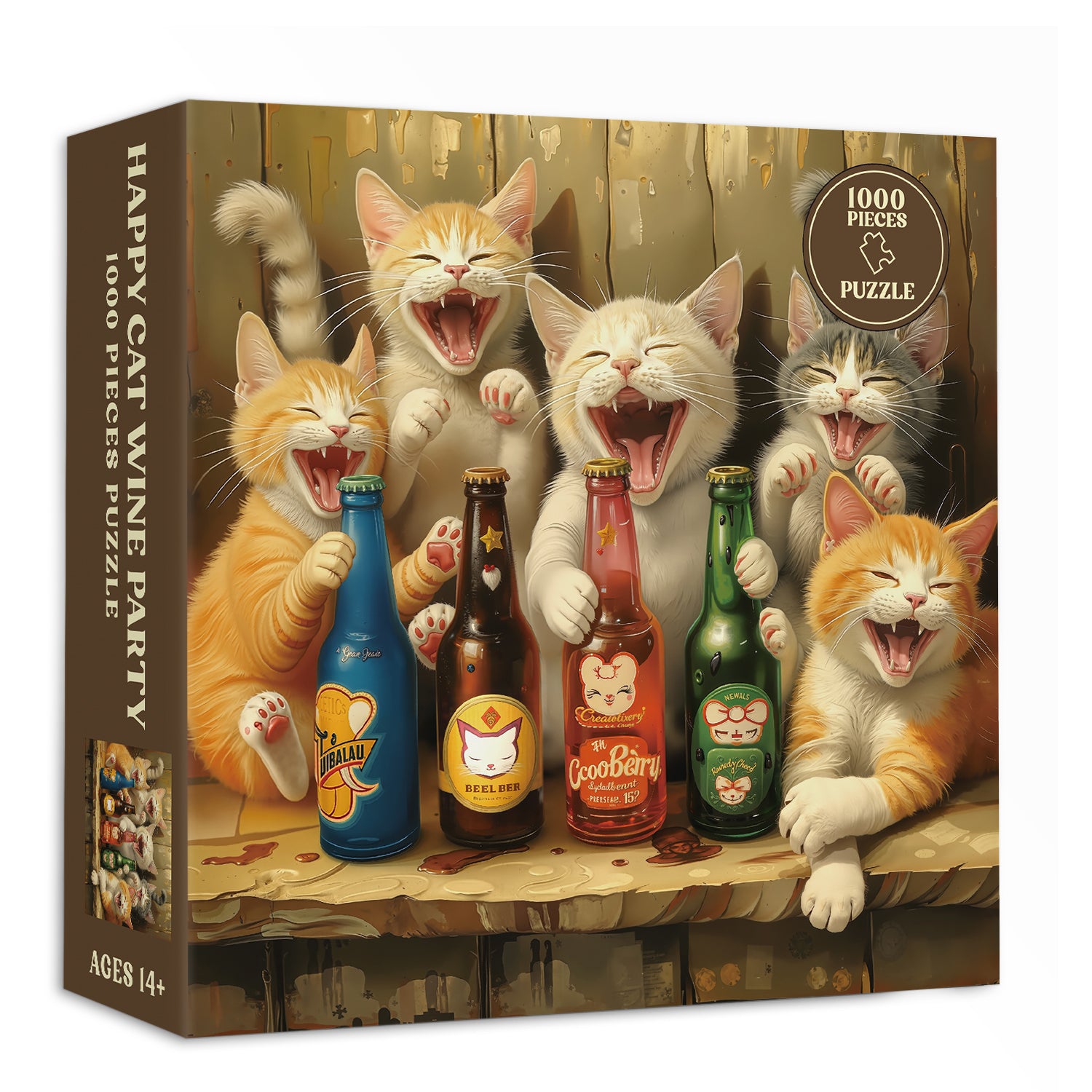Happy Cat Wine Party Jigsaw Puzzle 1000 Pieces