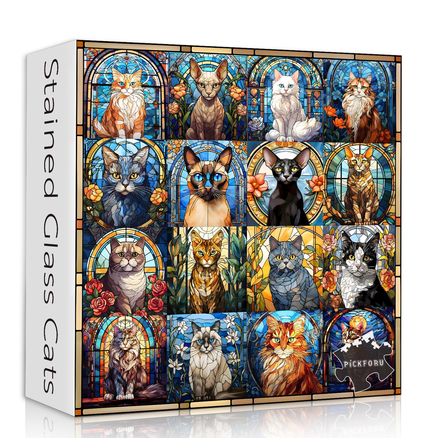 Stained Glass Cat Jigsaw Puzzle 1000 Pieces