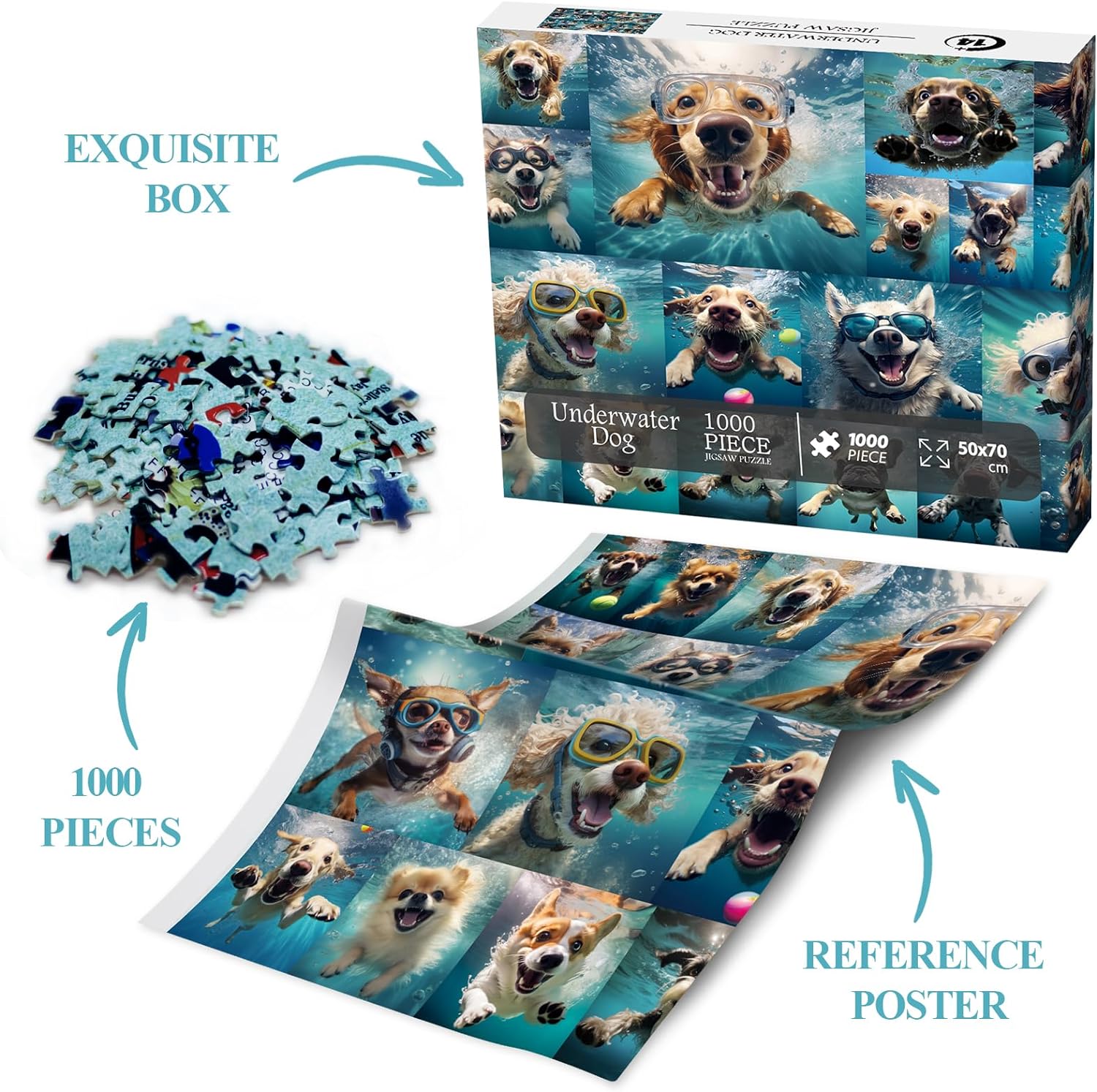 Pielz de rompecabezas de perro submarino 1000 piezas