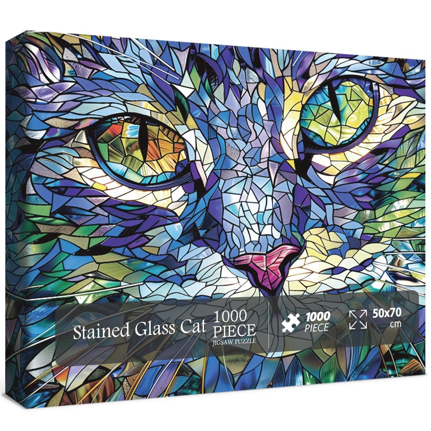 Puzzle puzzle gatto in vetro colorato 1000 pezzi