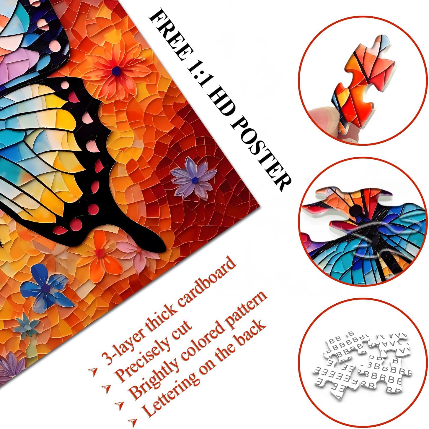 Mosaic Butterfly Art Puzzle 1000 Stücke