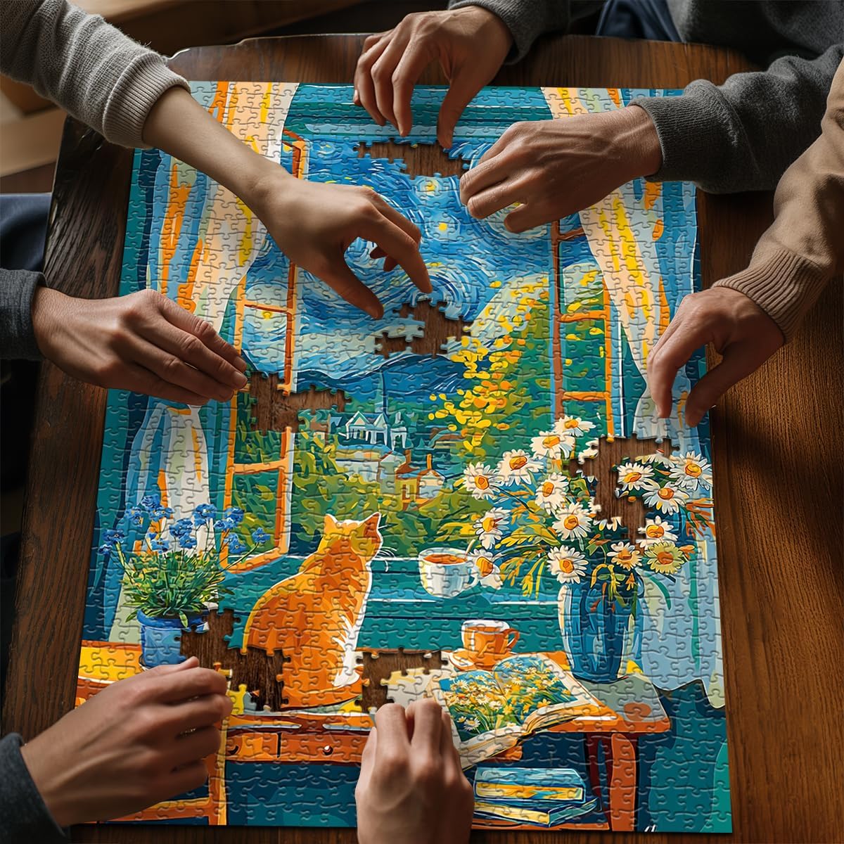 Starry Night Cat puzzle puzzle 1000 pezzi