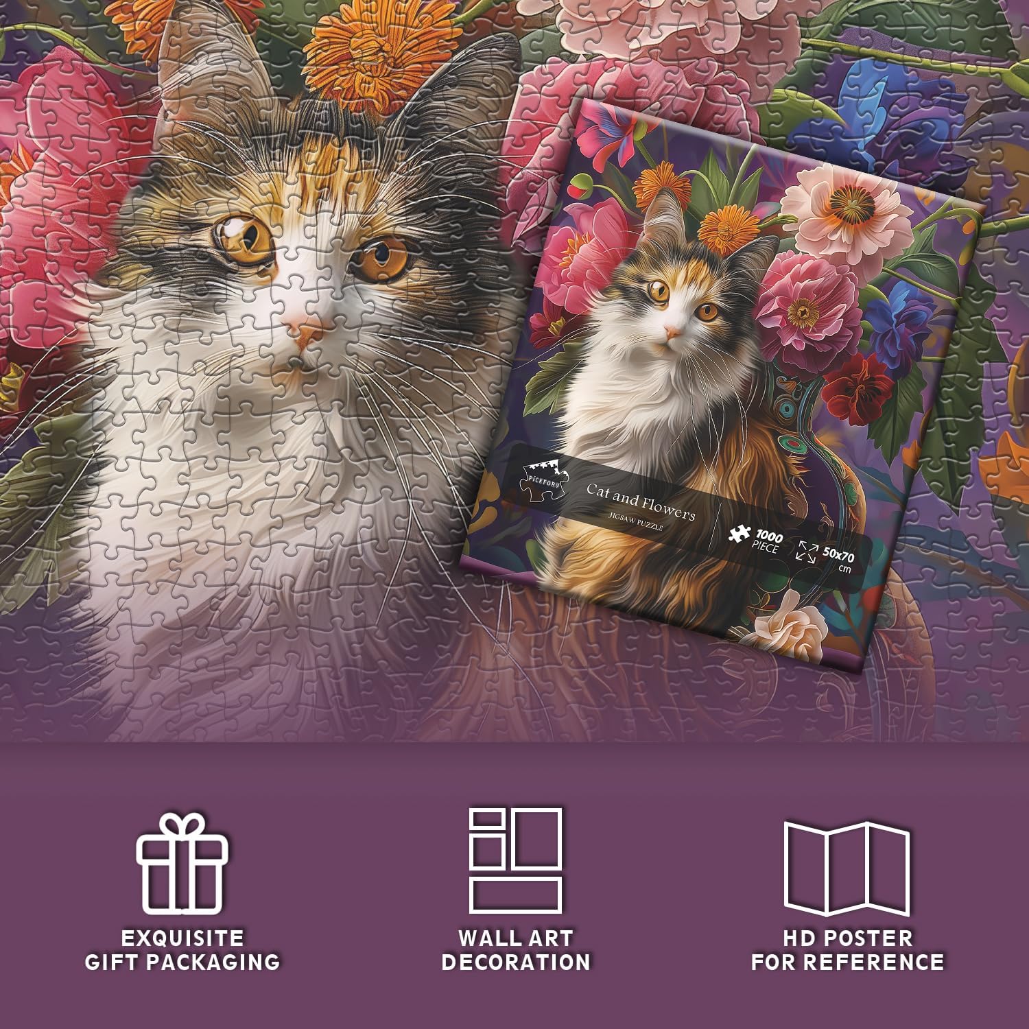 Puzzle gatto e fiori puzzle 1000 pezzi