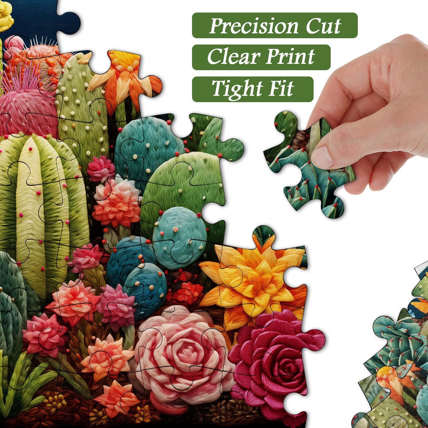 Succulents Embroidery Jigsaw Puzzle 1000 Pieces