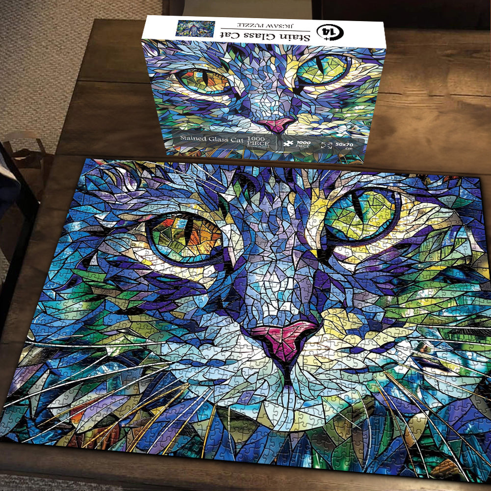 Puzzle puzzle gatto in vetro colorato 1000 pezzi
