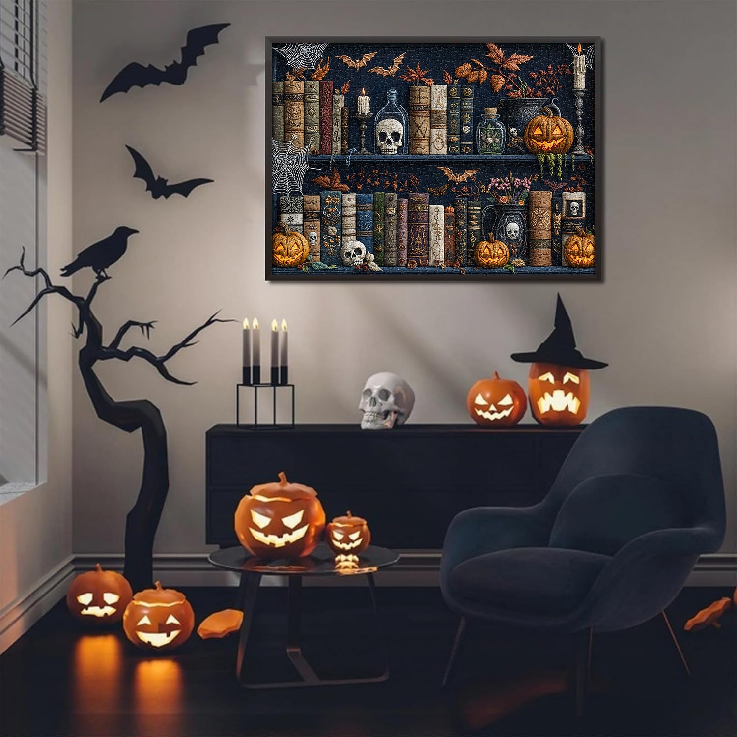Nights spooky bookshelf notti puzzle 1000 pezzi
