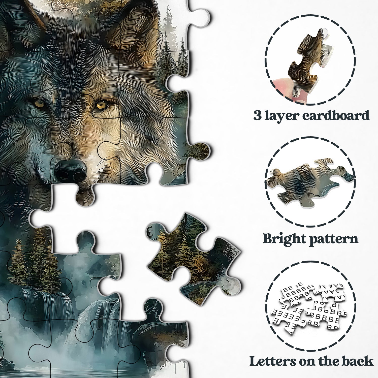 Puzzle Lupo alla Cascata 1000 Pezzi