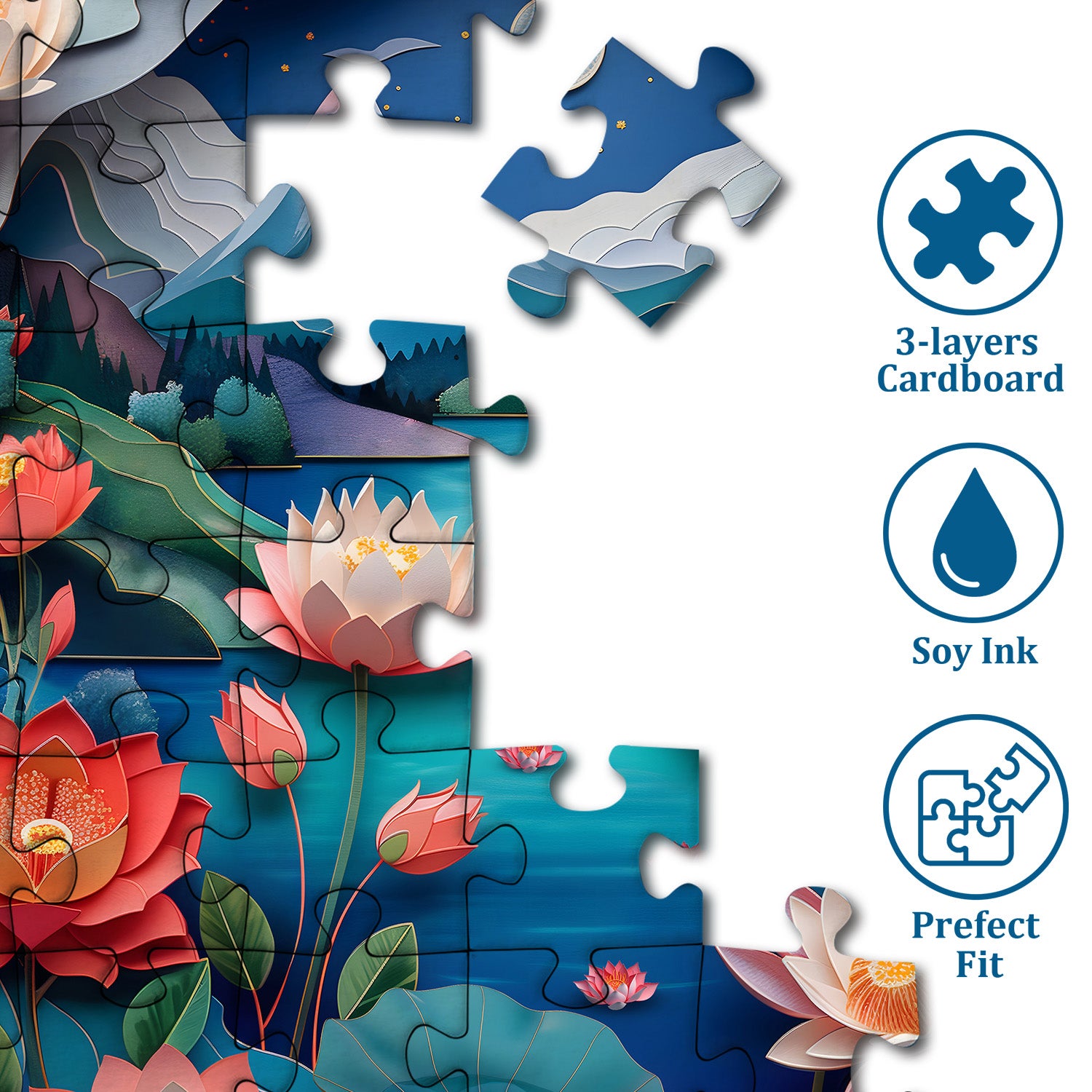 MOUNTLIT Night Lotus Jigsaw Puzzle 1000 pezzi