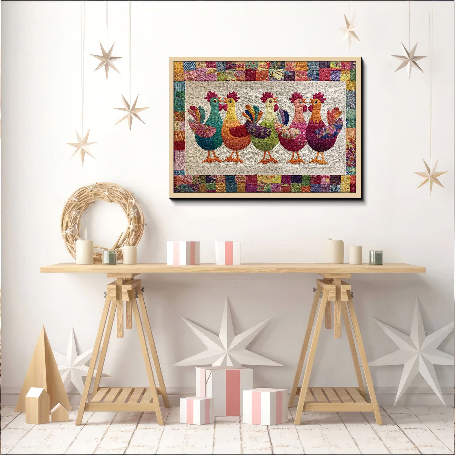 Patchwork Rooster Jigsaw Puzzle 1000 Pieces