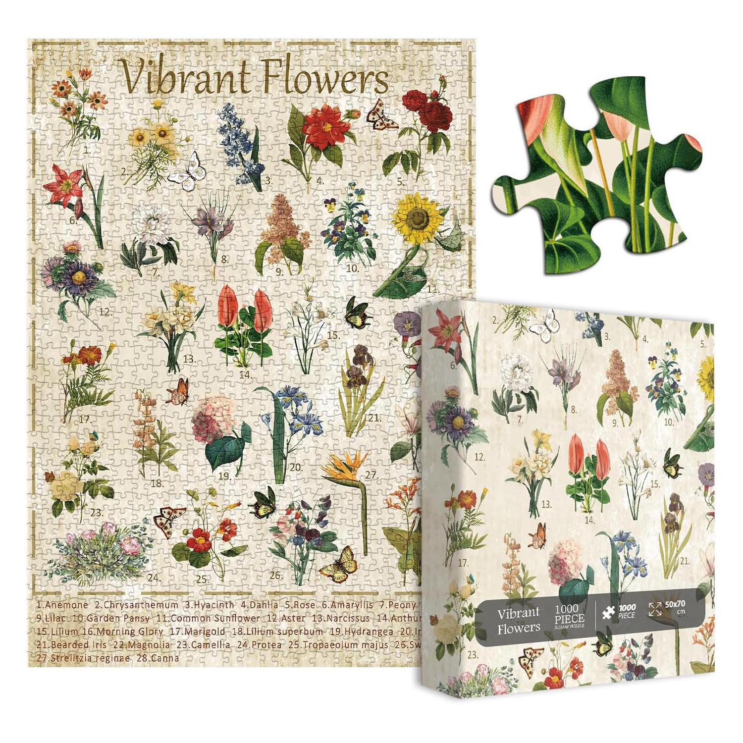 Puzzle de puzzle de fleurs vibrantes 1000 pièces