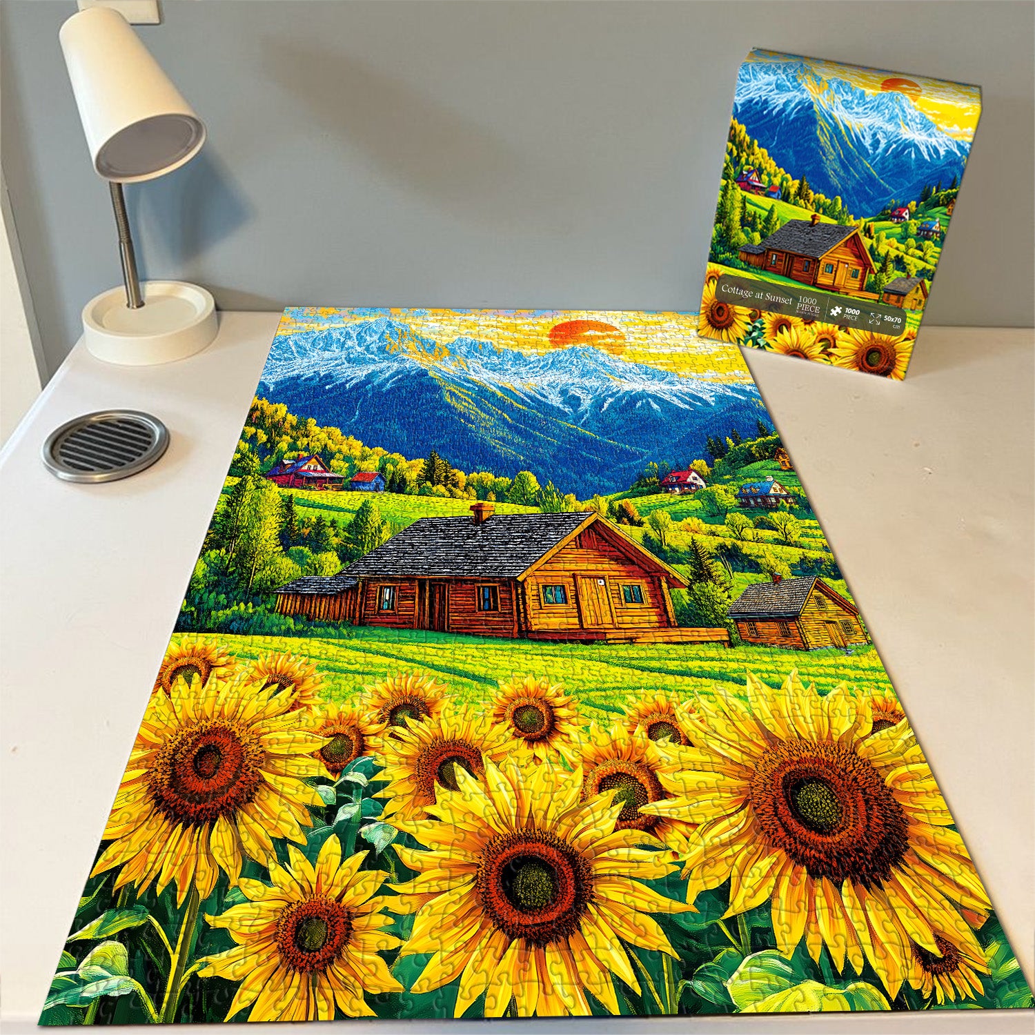 Casa de la cabaña en Sunset Puzzle 1000 piezas