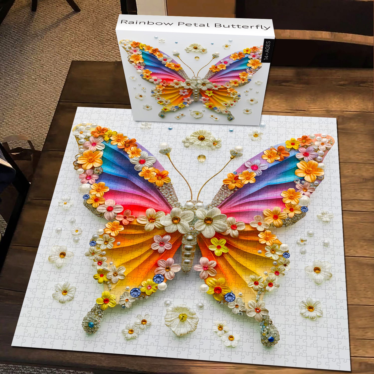 Regenbogen Blütenblatt Schmetterling Jigsaw Puzzle 1000 Teile
