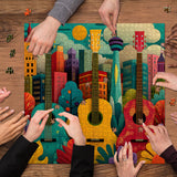 Puzzle chitarra e città, 1000 pezzi