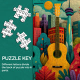 Puzzle chitarra e città, 1000 pezzi