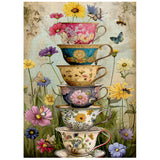 Vintage Flower Cup Jigsaw Puzzle 1000 Pieces