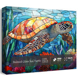 Stained Glass Sea Turtle Jigsaw Puzzle 1000 Pieces