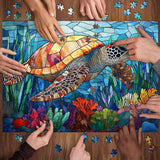 Stained Glass Sea Turtle Jigsaw Puzzle 1000 Pieces
