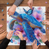 Blue Turtle & Flowers Jigsaw Puzzle 1000 Pieces