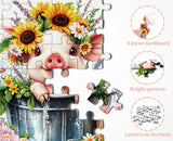 Puzzle con corona di fiori e maiale, 1000 pezzi