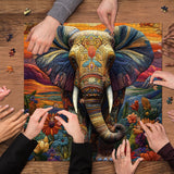Sunset Textile Elephant Jigsaw Puzzle 1000 Pieces