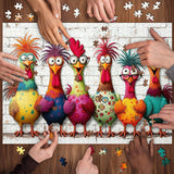 Puzzle con polli colorati pazzi, 1000 pezzi