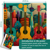 Puzzle chitarra e città, 1000 pezzi