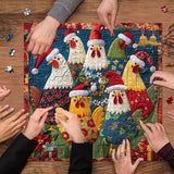 Cute Christmas Chickens Jigsaw Puzzle 1000 Pieces