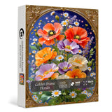 1000-teiliges Blumen-Puzzle mit goldenem Rahmen