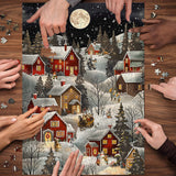 Snowy Night Village Jigsaw Puzzle 1000 Pieces