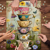 Vintage Flower Cup Jigsaw Puzzle 1000 Pieces