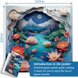 Moonlit Night Lotus Jigsaw Puzzle 1000 Pieces