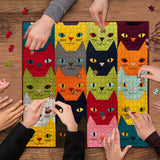 Colorful Cat Faces Jigsaw Puzzle 1000 Pieces