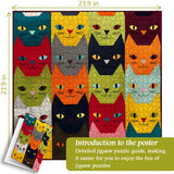 Colorful Cat Faces Jigsaw Puzzle 1000 Pieces