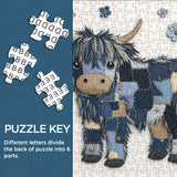 Blue Denim Highland Cow Jigsaw Puzzle 1000 Pieces