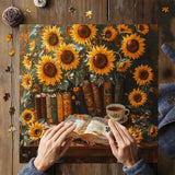 Reading Among Sunflowers Jigsaw Puzzle 1000 Pieces