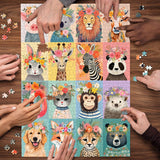 Animal Flower Crown Jigsaw Puzzle 1000 Pieces