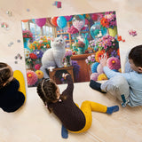Katze unter Blumen Puzzle 1000 Stücke