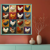 Colorful Quilt Chickens Jigsaw Puzzle 1000 Pieces