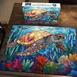 Stained Glass Sea Turtle Jigsaw Puzzle 1000 Pieces
